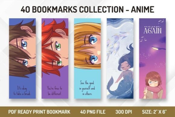Anime Printable Bookmarks: 40 Unique Designs