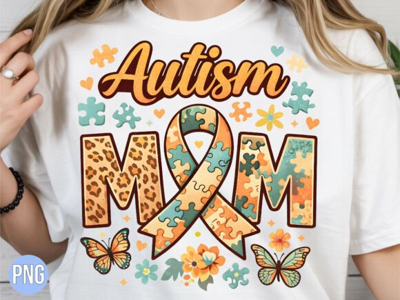 Autism Mom Puzzle Leopard Butterfly PNG