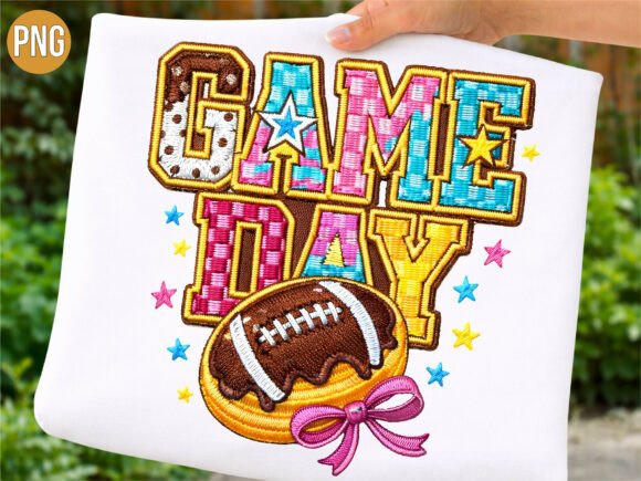 Game Day Football Embroidery PNG T-SHIRT: Elevate Your Creative Projects with High-Quality Digital Design