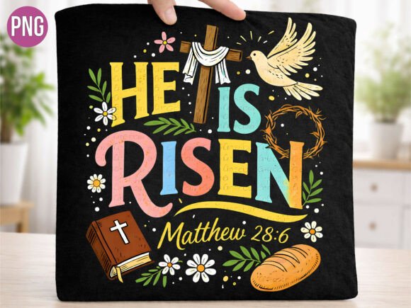 He is Risen Easter Cross PNG T-SHIRT: A Versatile Digital Asset for Faith-Based Creatives