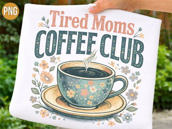 Integrating the Tired Moms Coffee Club Retro PNG T-SHIRT into Your Creative Workflow