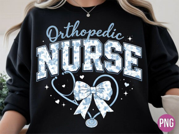 Orthopedic Nurse Blue Floral Bow PNG