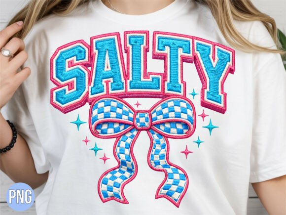 Salty Blue Checkered Bow Sublimation PNG