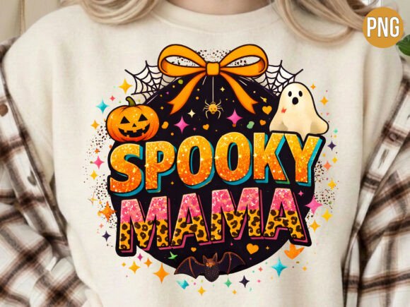 Spooky Mama Halloween Ghost Bow PNG