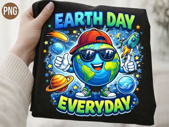 Strategic Design Application: Leveraging the Earth Day Everyday Space Earth Shirt PNG for Brand Impact